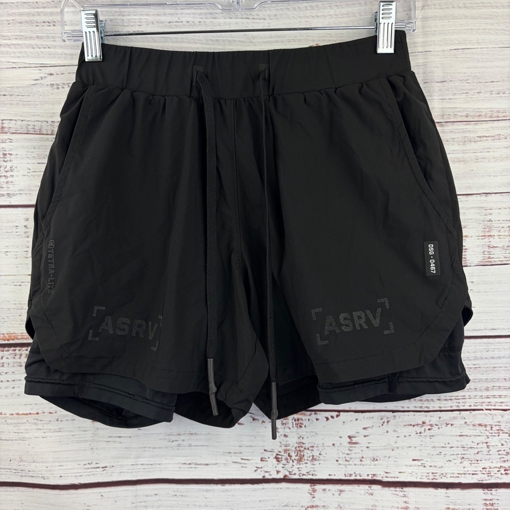 ASRV Tetra-Lite 2-in-1 Training Shorts Black DSG-0467 Mens Small Gym Athletic